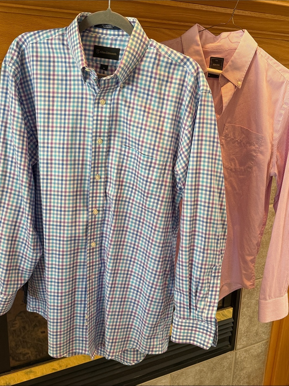 Allen Edmonds Blue and Purple Check Button-Down Shirt Gap No Iron Mediums